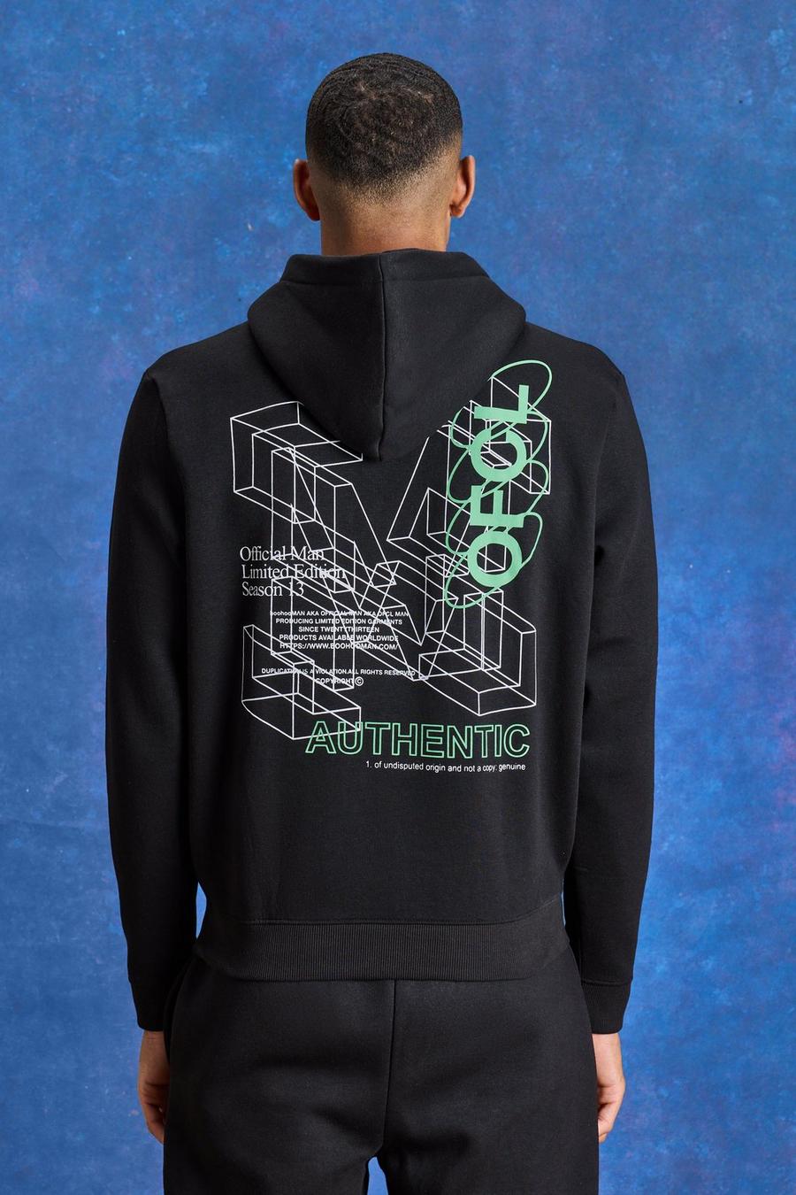 Black Tall Oversized Boxy Ofcl Graphic Hoodie