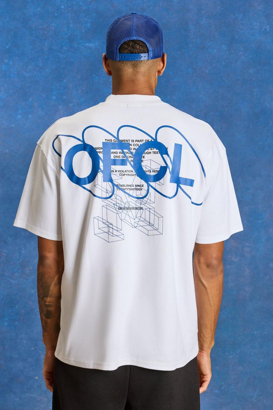 White blanc Tall Oversized Ofcl Text Back Graphic T-shirt