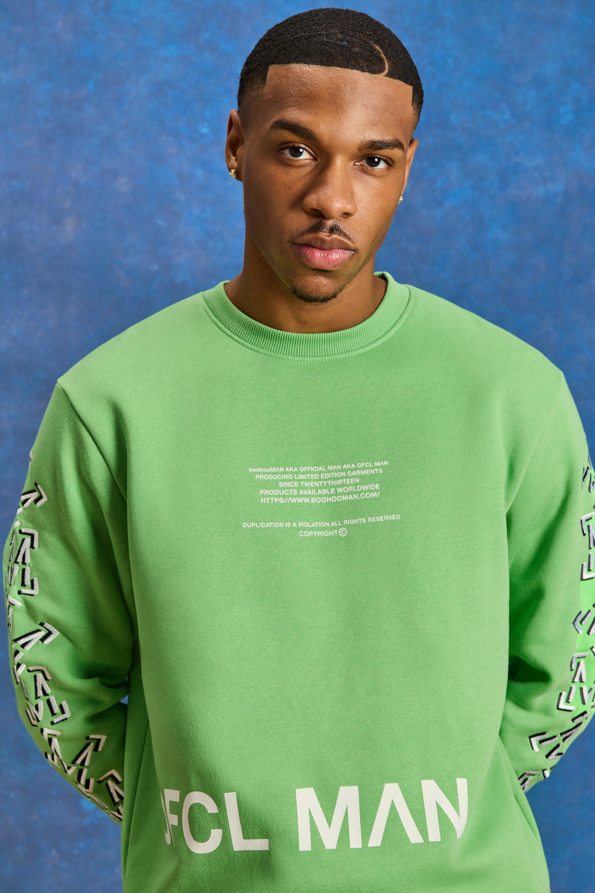 Oversized Logo-Graphic Crew-Neck Sweatshirt for Men