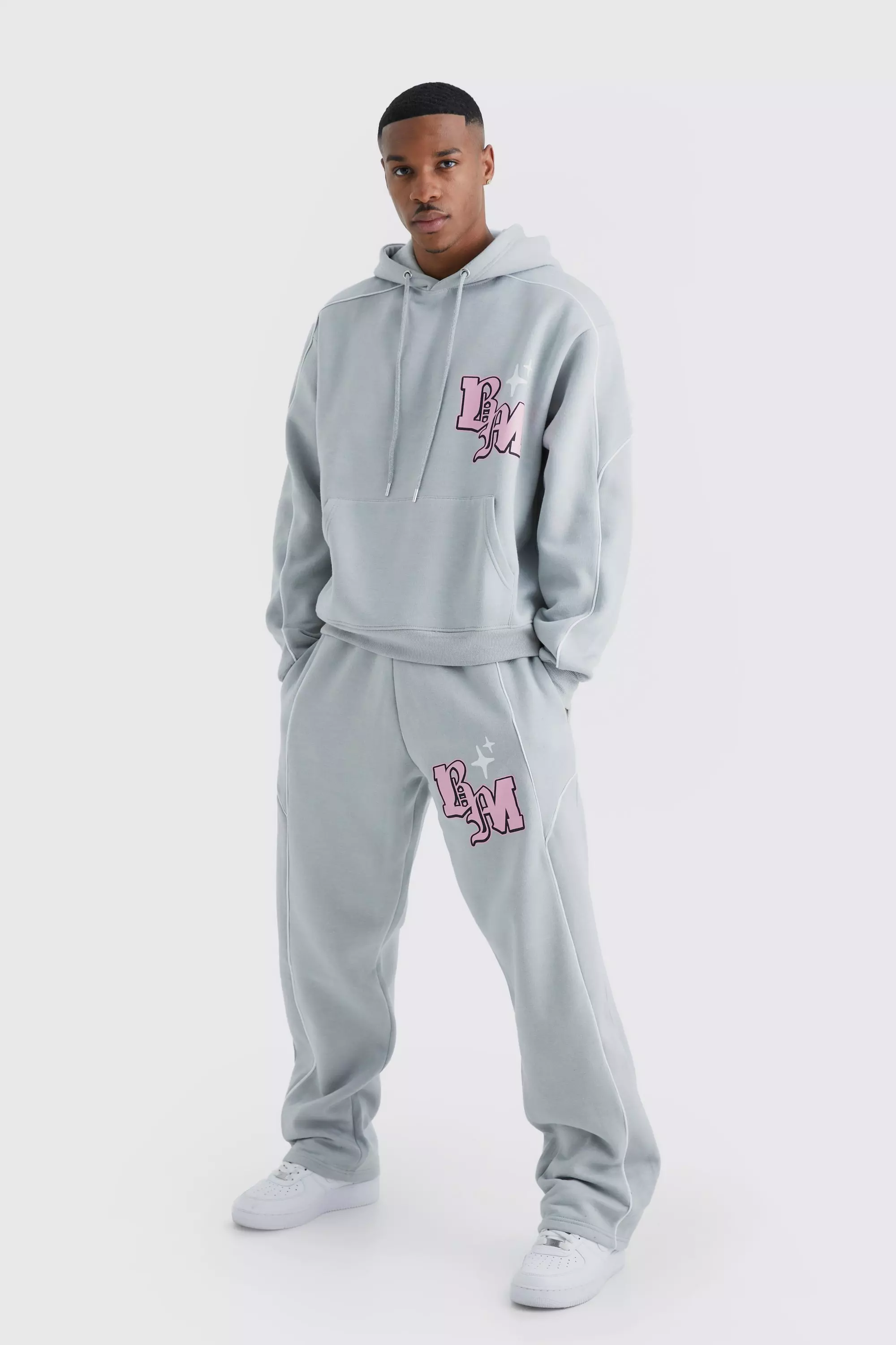 Light grey Oversized Boxy Print Tracksuit alternative image