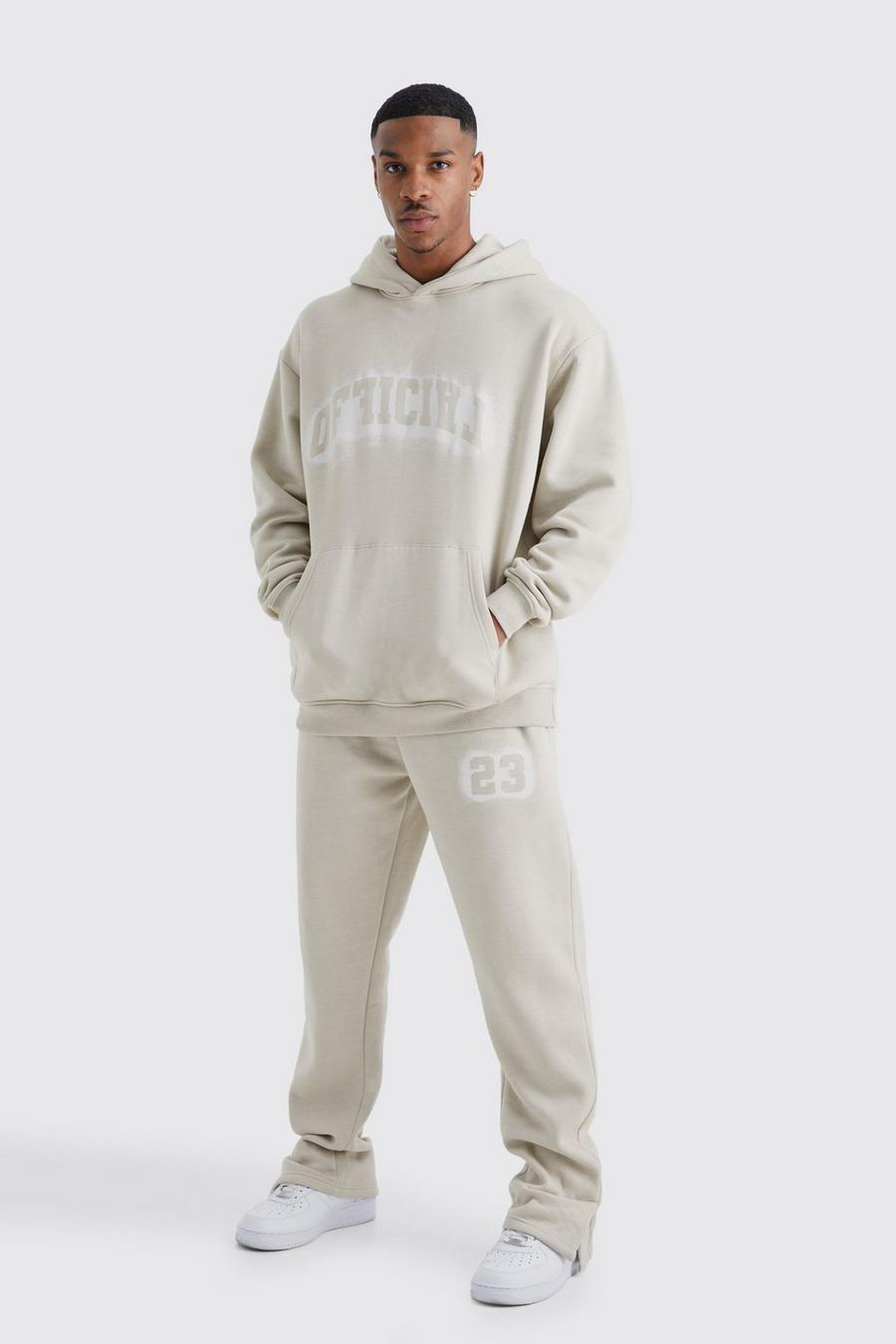 Stone Oversized Official Spray Print Tracksuit  image number 1