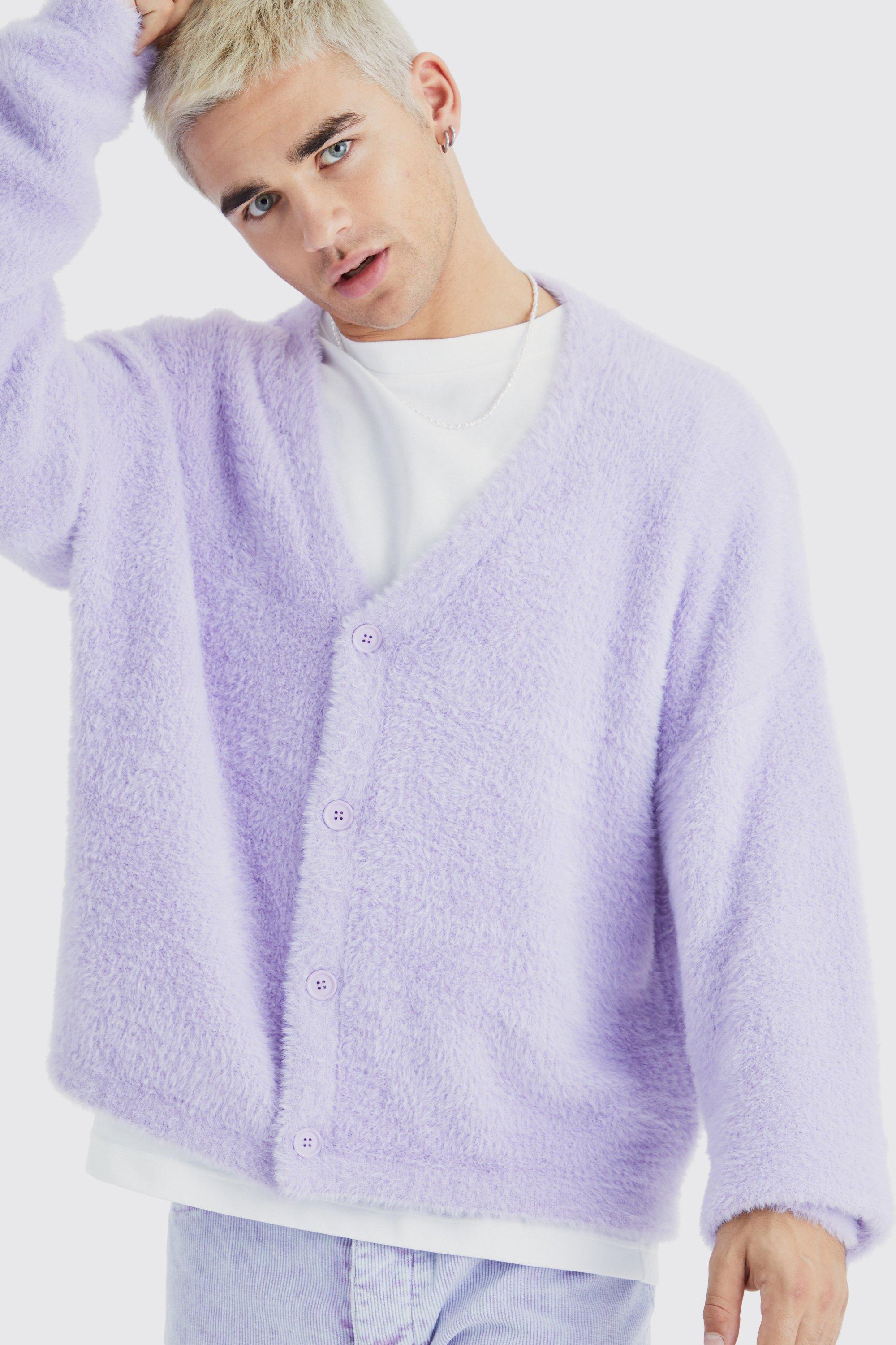 Purple fluffy store cardigan