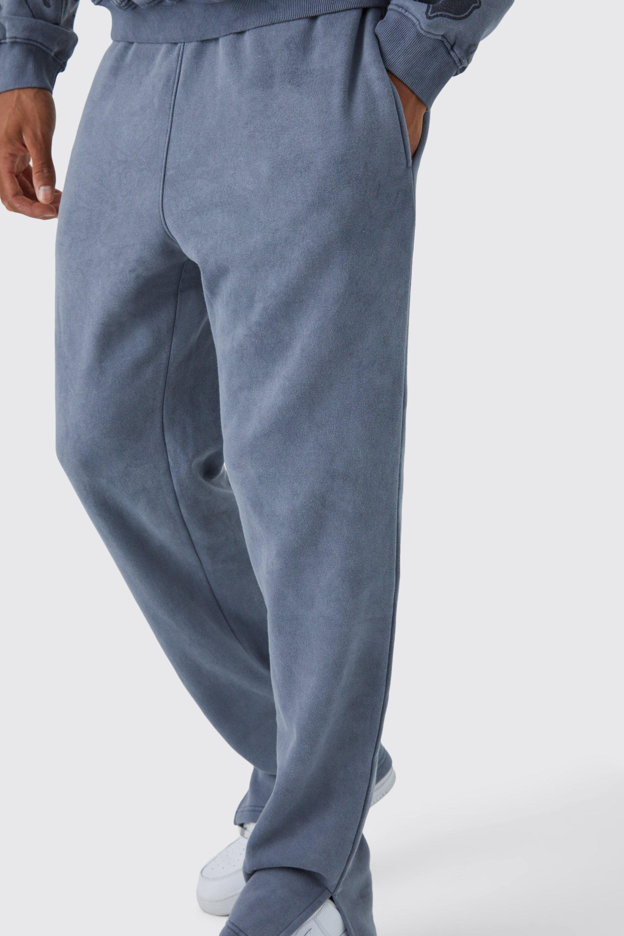 Tall Grey Split Hem Washed Sweatpants, Tall