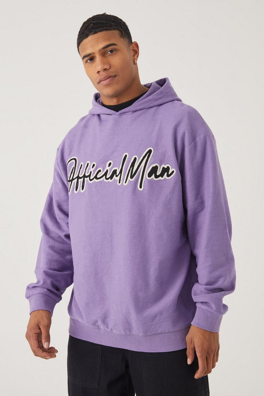 Purple Oversize hoodie med dragkedja image number 1