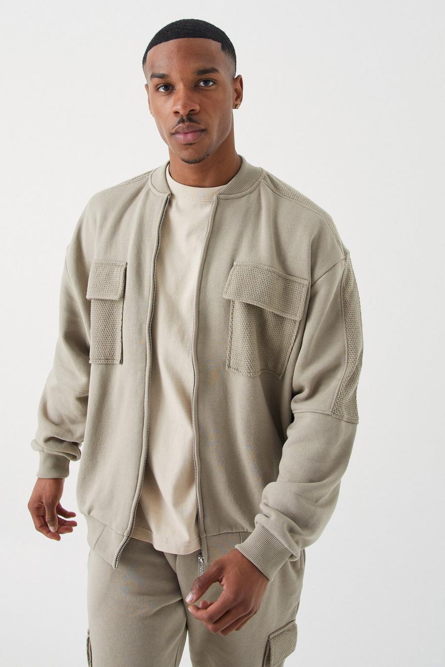 Bomber oversize texturé, Taupe image number 1