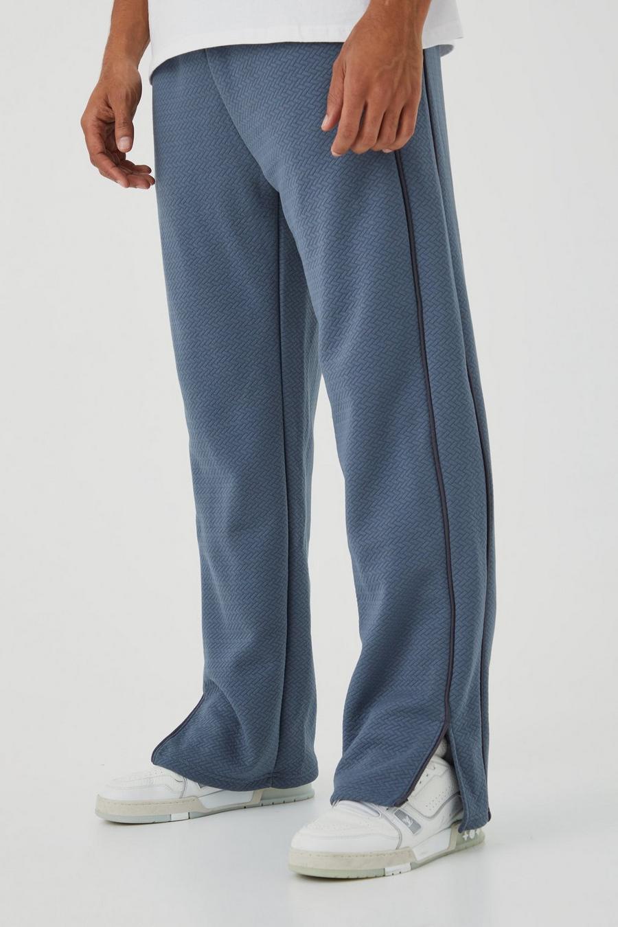 Pantaloni tuta Regular Fit pesanti con trama e cordoncino, Slate image number 1