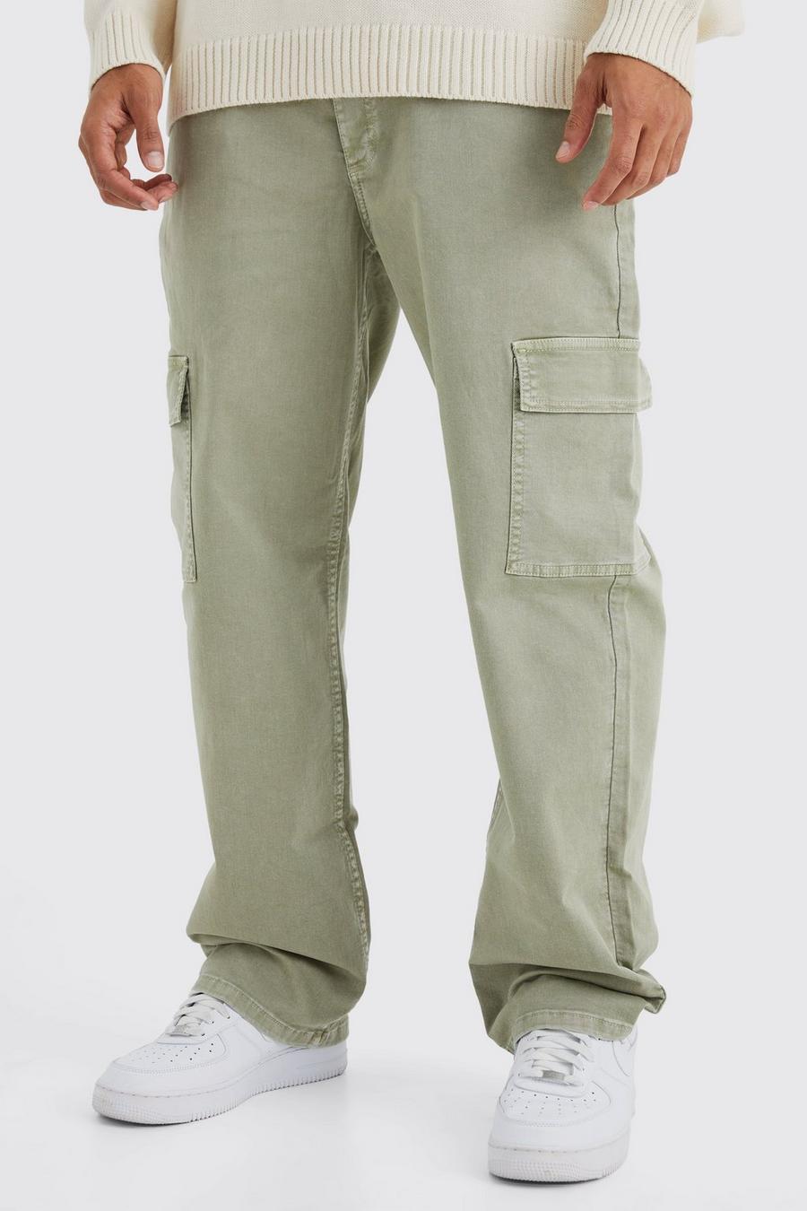 Olive Relaxed Overdye Cargo Pants image number 1