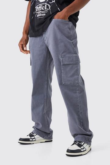 Charcoal Grey Relaxed Overdye Cargo Trouser