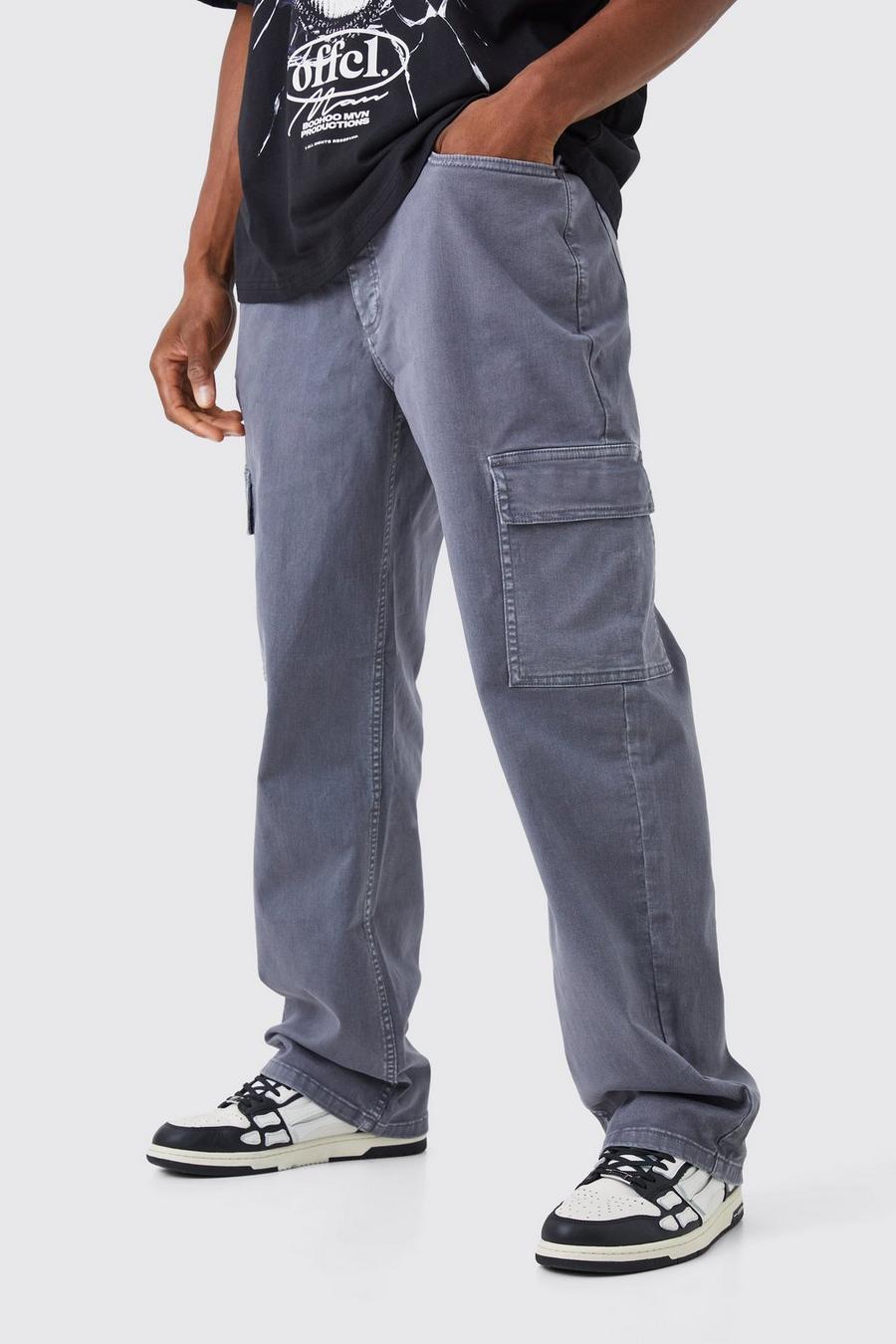 Pantalon cargo ample surteint, Charcoal image number 1