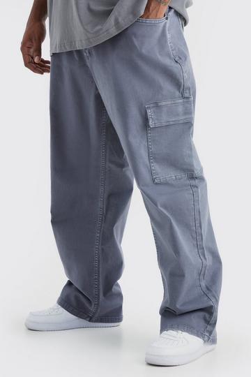 Plus Relaxed Overdye Cargo Pants charcoal