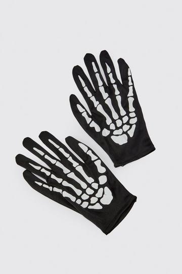 Skeleton Print Gloves black