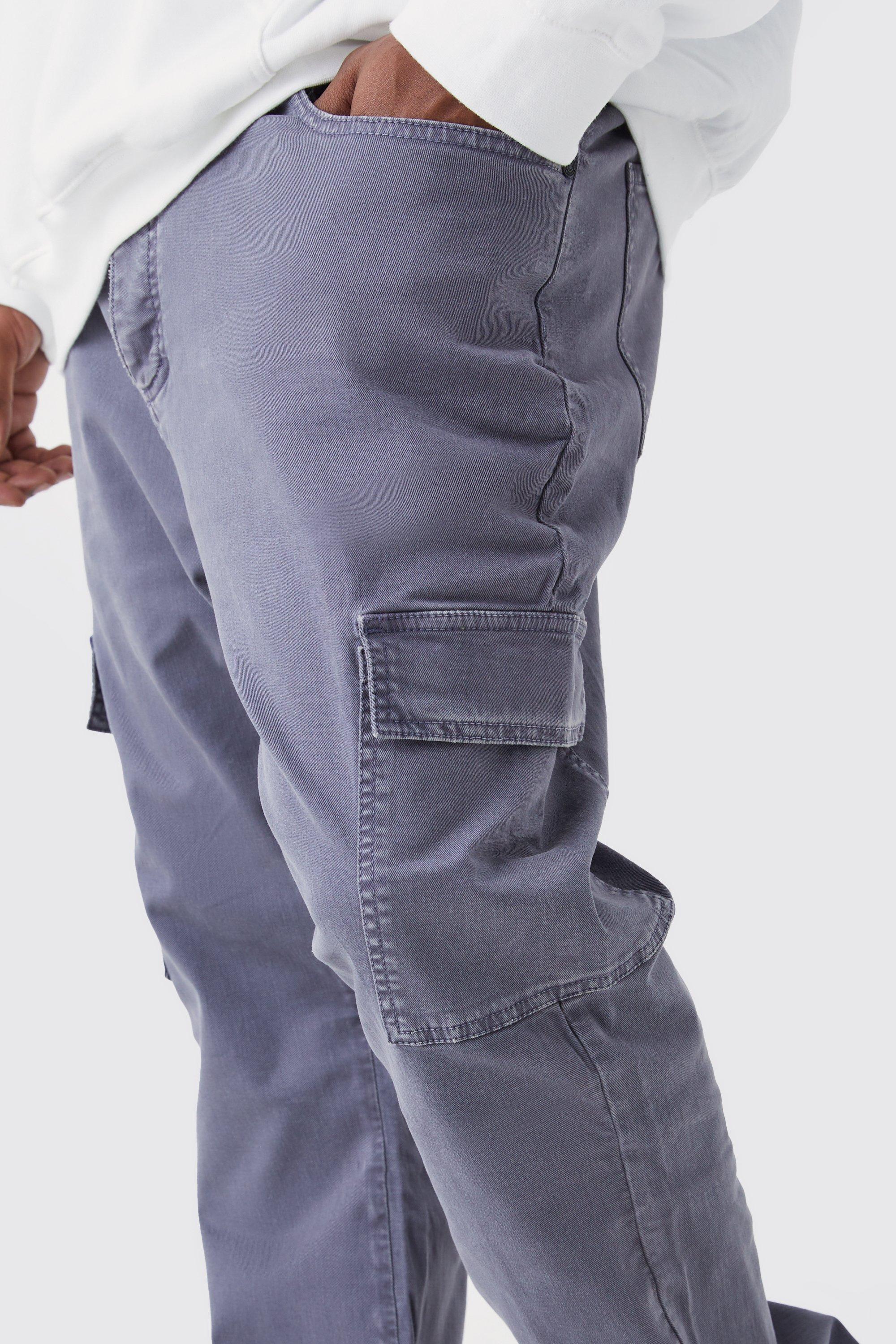 Men's Plus Skinny Stacked Flare Overdye Cargo Trouser