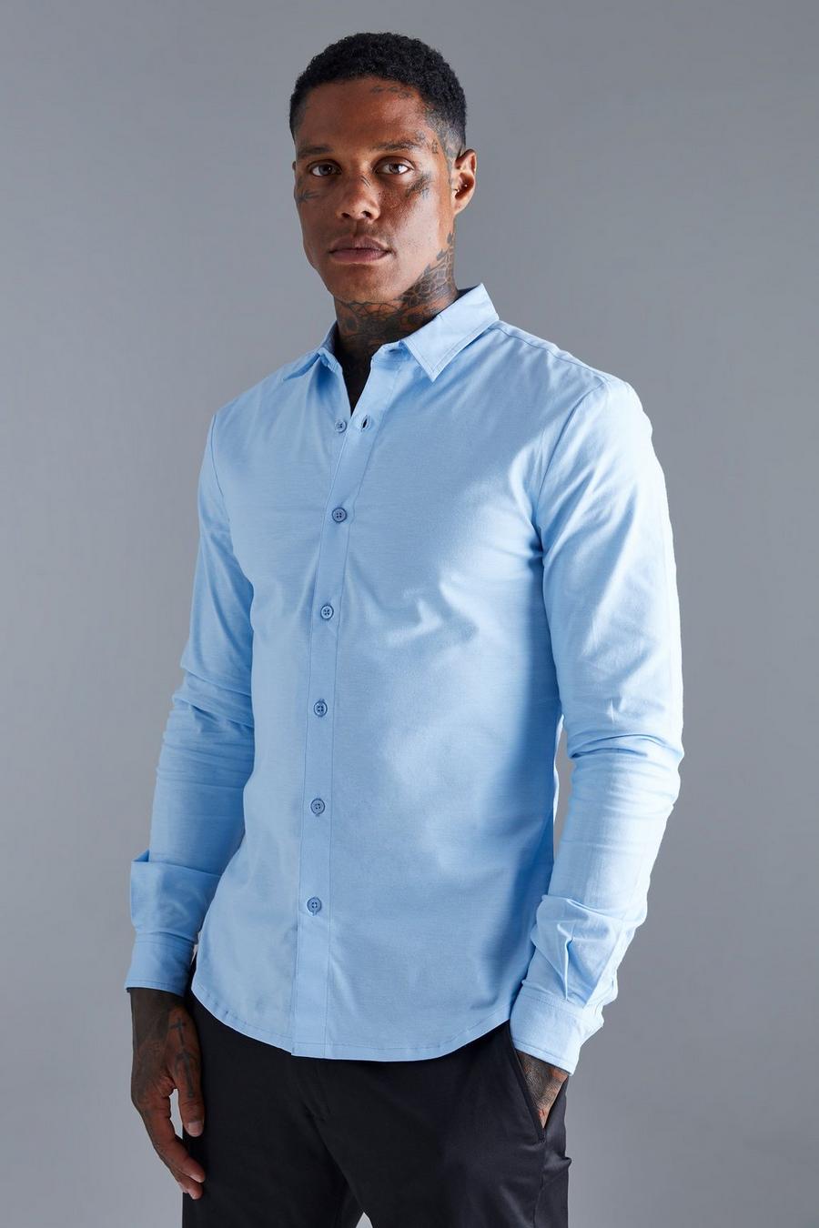 Pale blue blå Long Sleeve Muscle Shirt