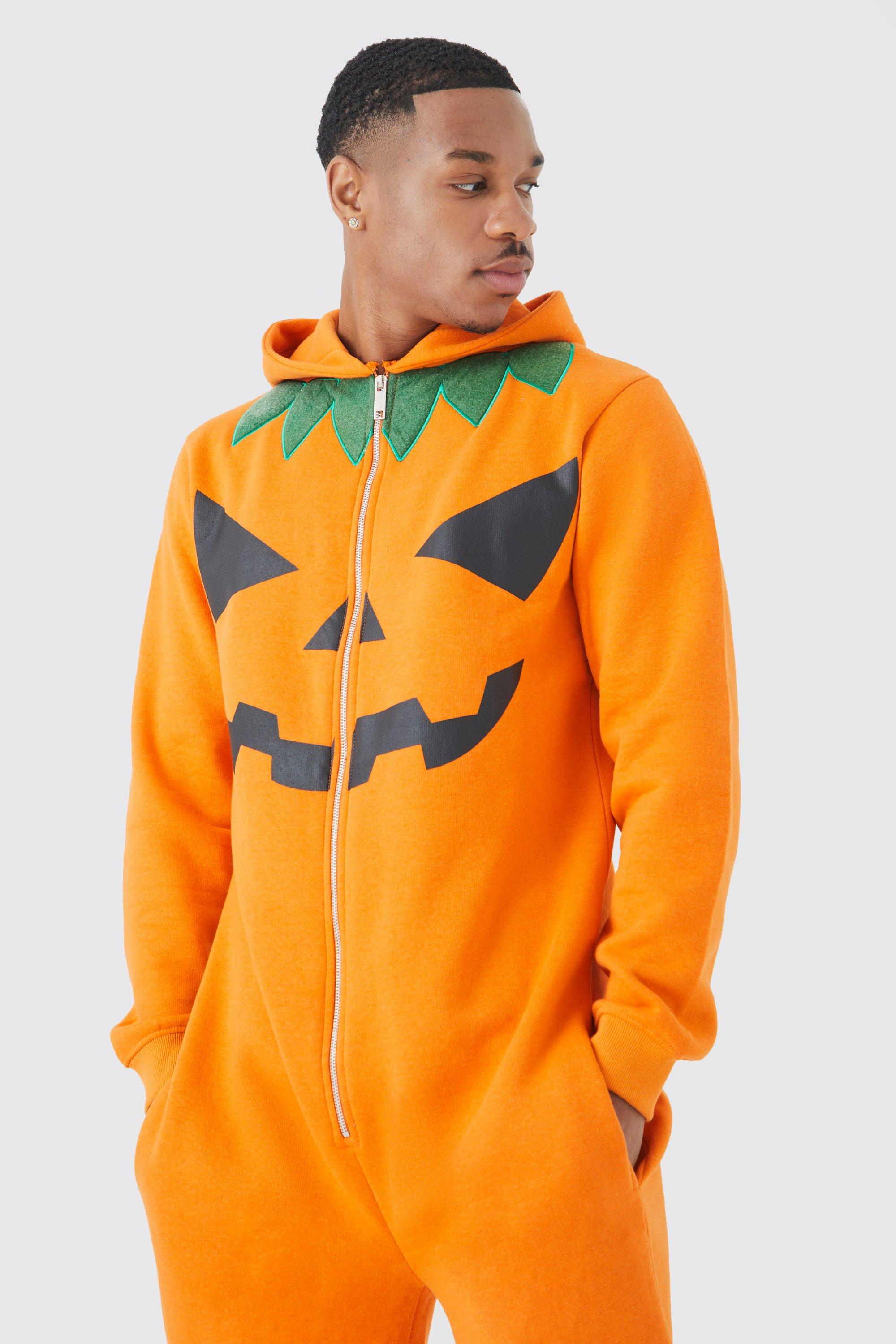 Men s Pumpkin Onesie Boohoo UK