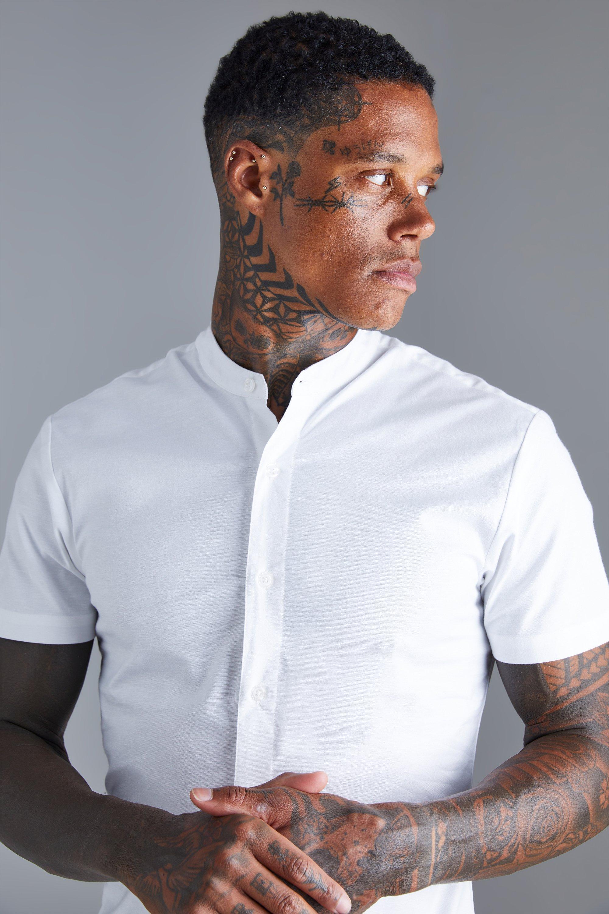 White short sleeve grandad shirt new arrivals