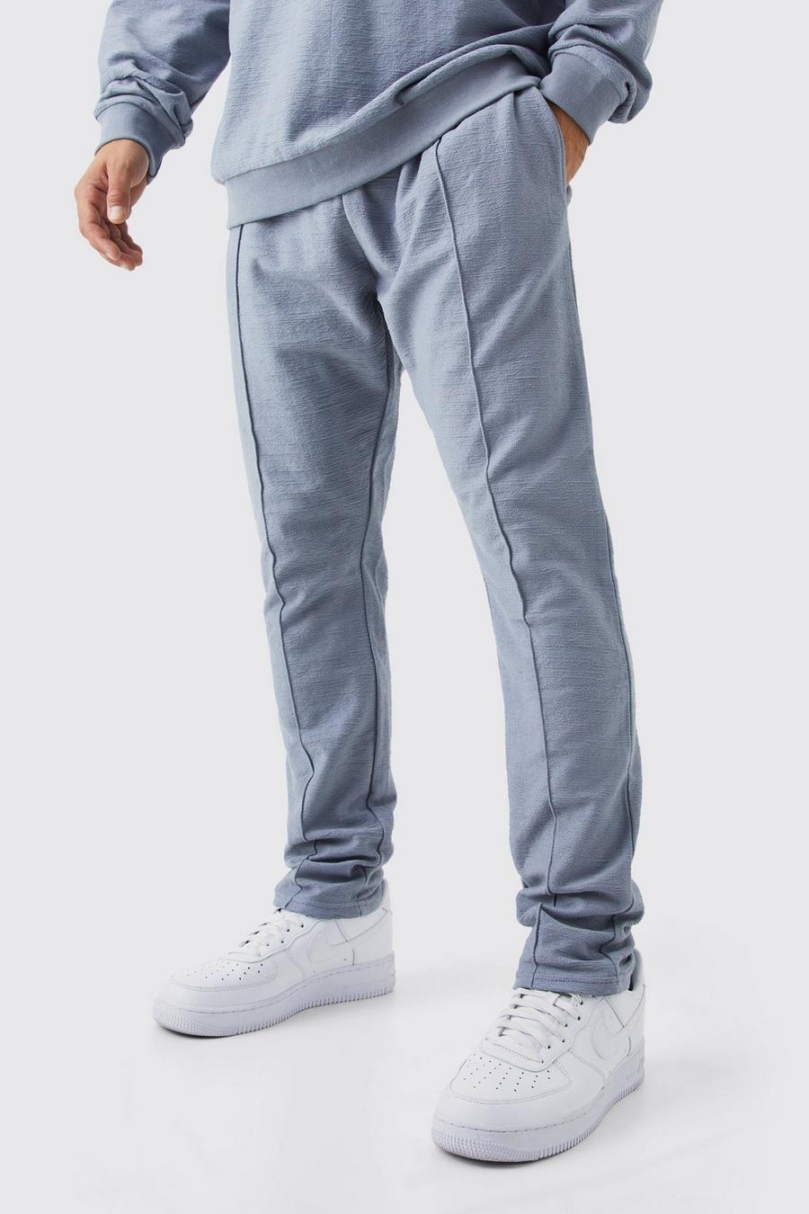 Pantaloni tuta Regular Fit in tessuto fiammato con spacco sul fondo, Grey