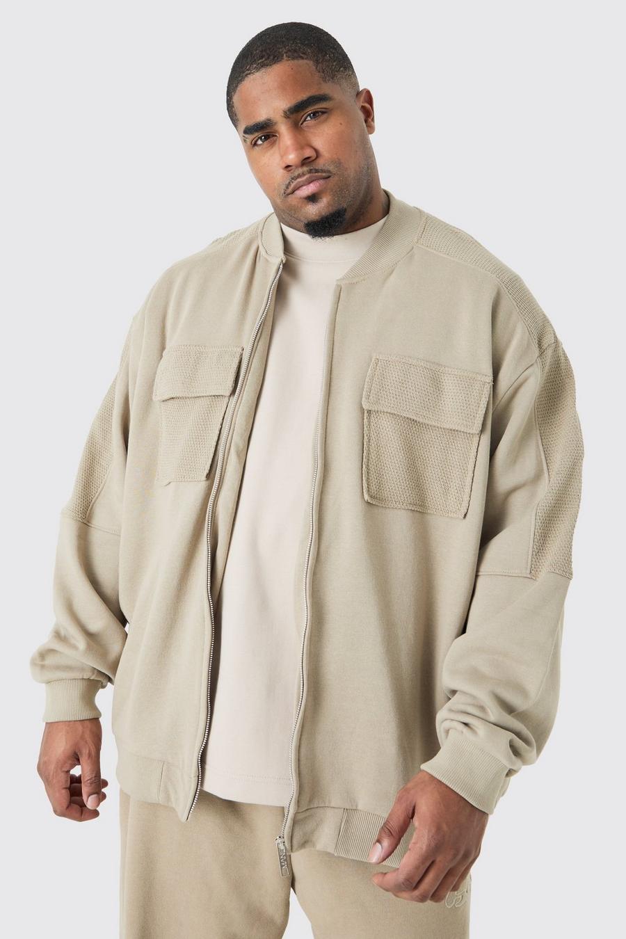 Grande taille - Bomber oversize texturé, Taupe image number 1