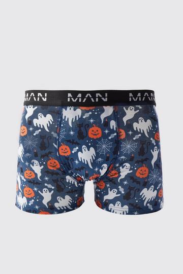 Halloween Spooky Print Boxers blue