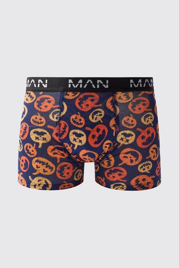 Halloween Pumpkin Print Boxers navy