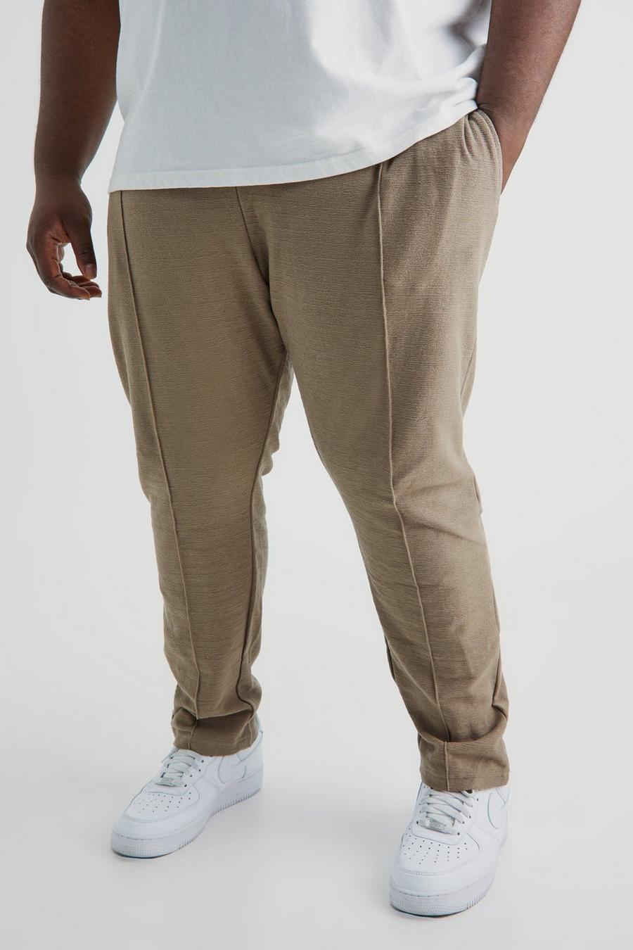 Pantaloni tuta Plus Size affusolati in tessuto fiammato in tessuto Interlock, Taupe image number 1