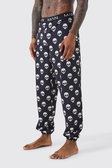 Halloween Skull Print Lounge Joggers black