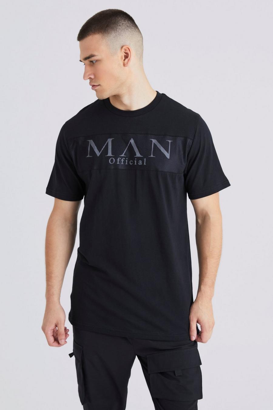 Camiseta Tall MAN ajustada reflectante de malla con capas superpuestas, Black