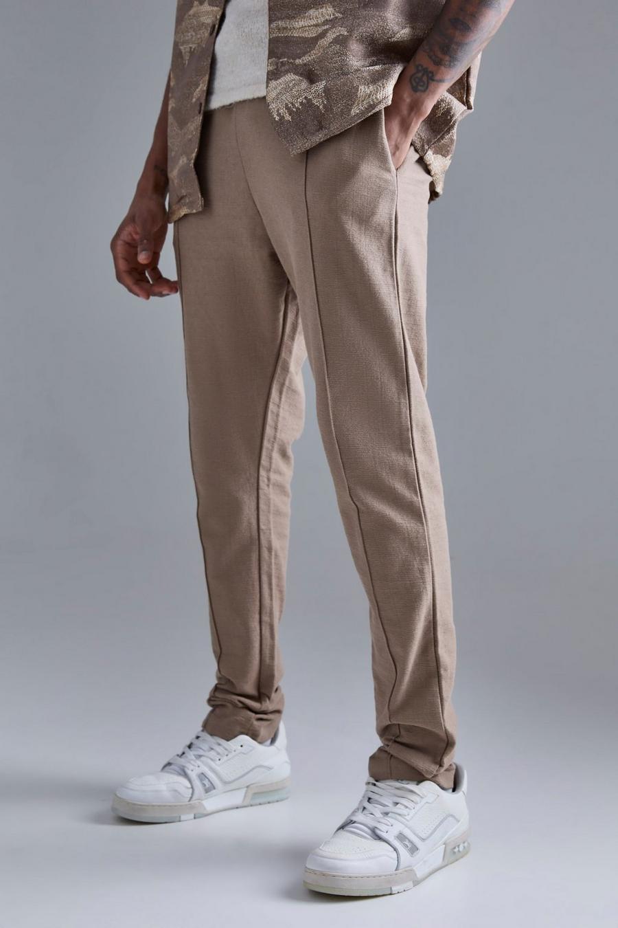Pantaloni tuta Tall affusolati in tessuto fiammato in tessuto Interlock, Taupe image number 1