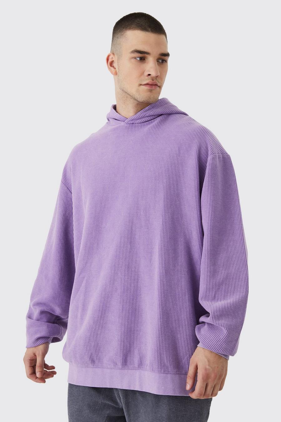 Purple Tall Oversized Washed Cord Hoodie image number 1