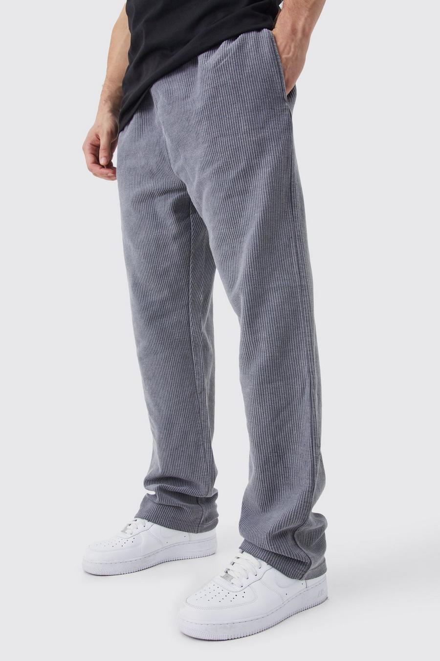 Pantaloni tuta Tall in velluto a coste Regular Fit slavato, Charcoal