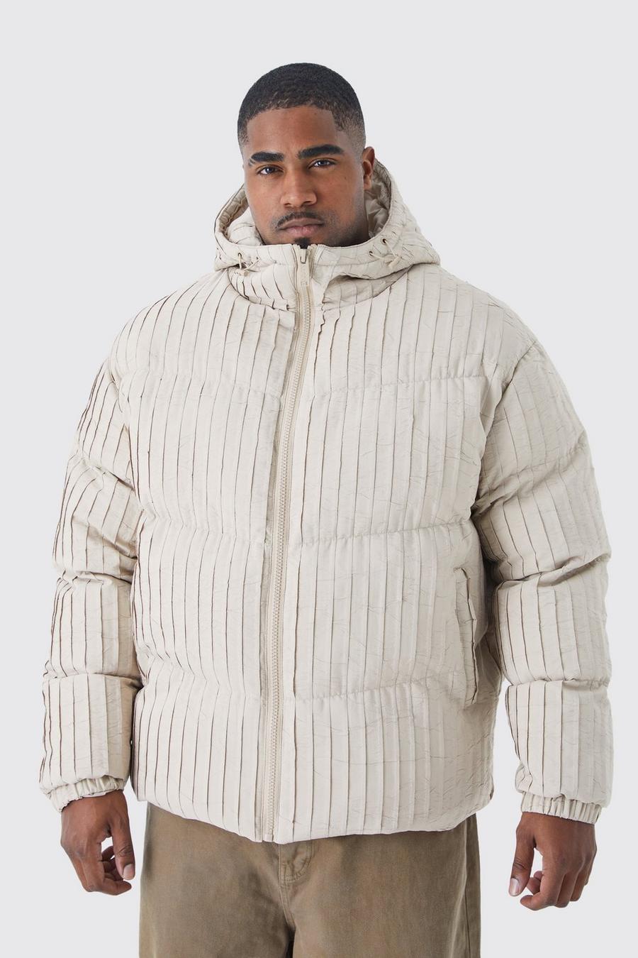 Stone Plus Pleated Puffer With Hood image number 1