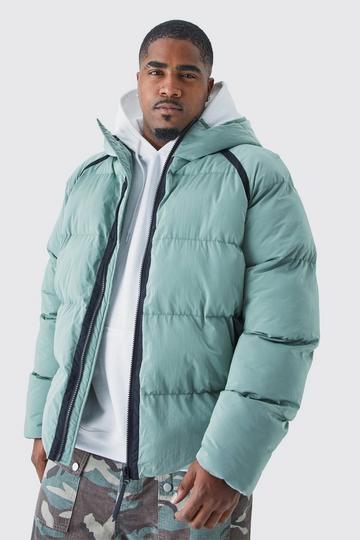 Plus Crinkle Hooded Puffer sage