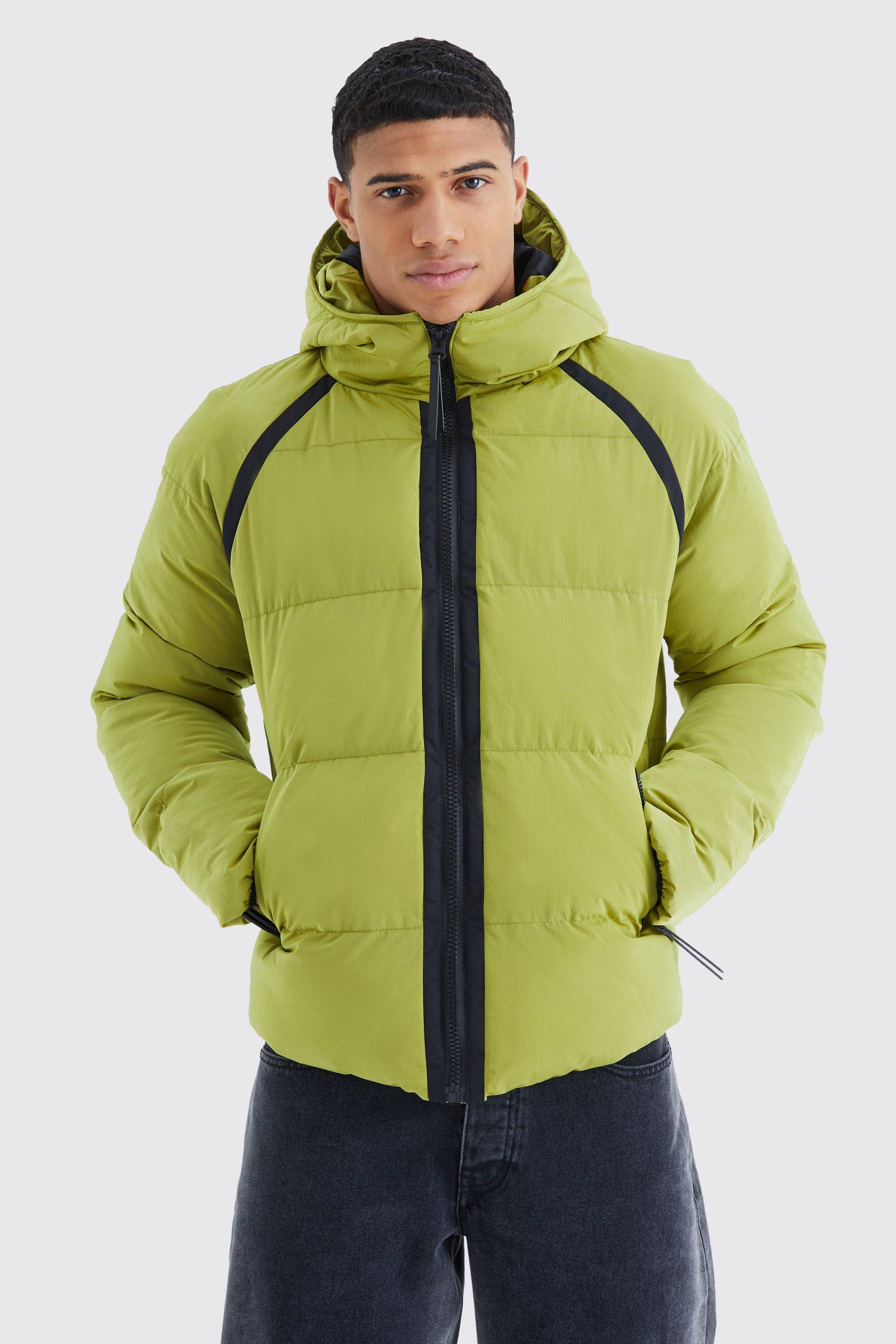 Mens lime green puffer jacket sale