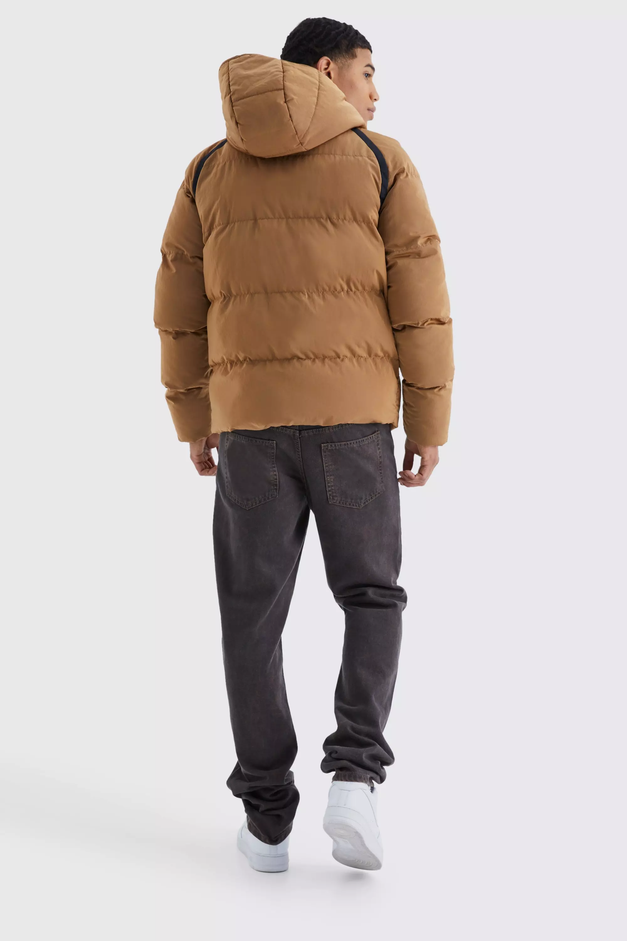 Tan Crinkle Hooded Puffer alternative image