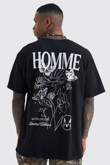 Oversized Homme Flower T-shirt black