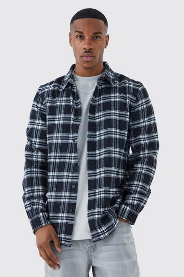 Long Sleeve Grid Check Shirt black