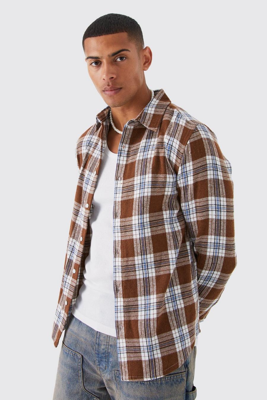 Stone Long Sleeve Faded Check Shirt  image number 1