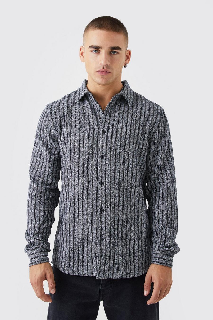Brown braun Long Sleeve Stripe Flannel Shirt 