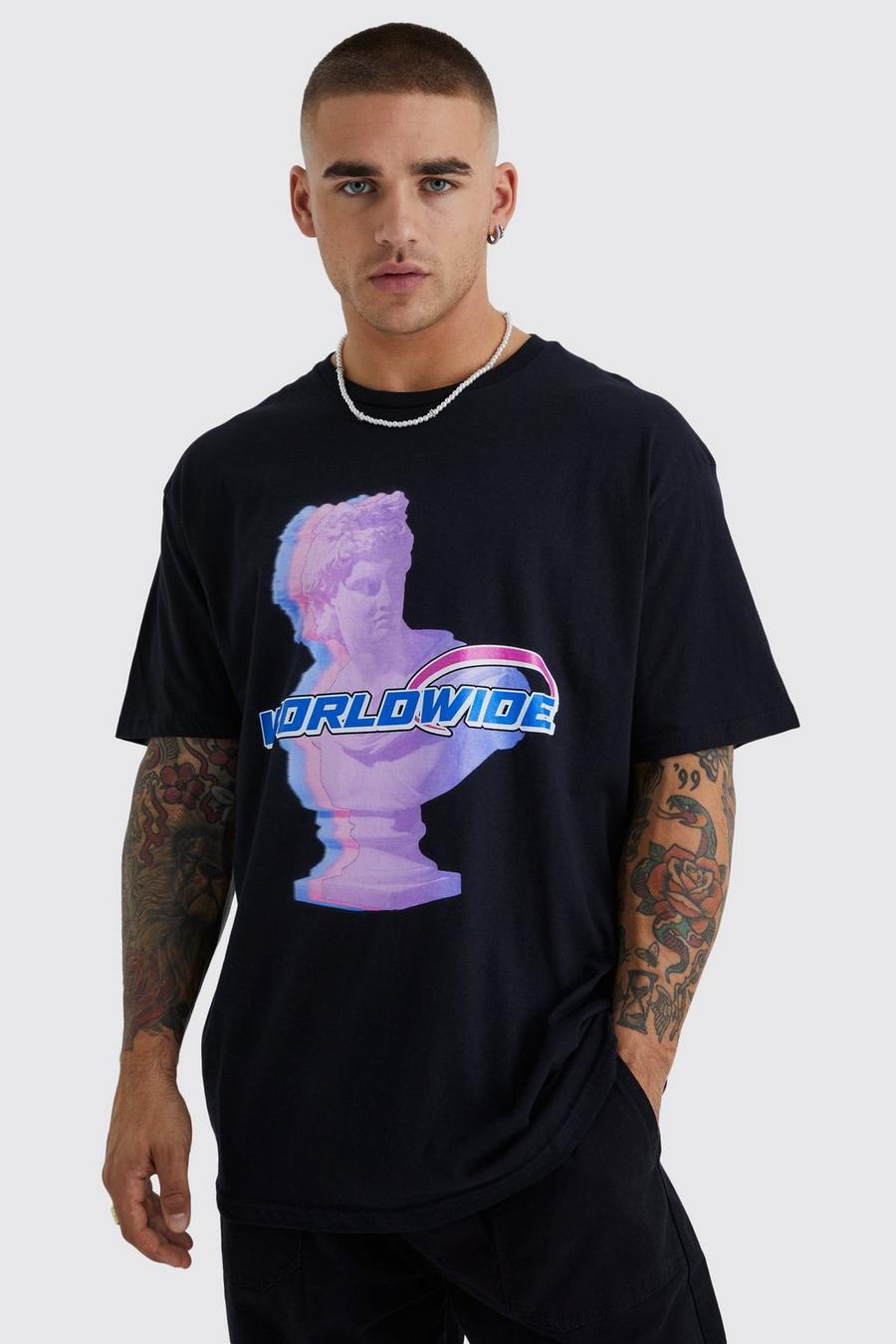 Men's Oversized Worldwide T-shirt | Boohoo UK
