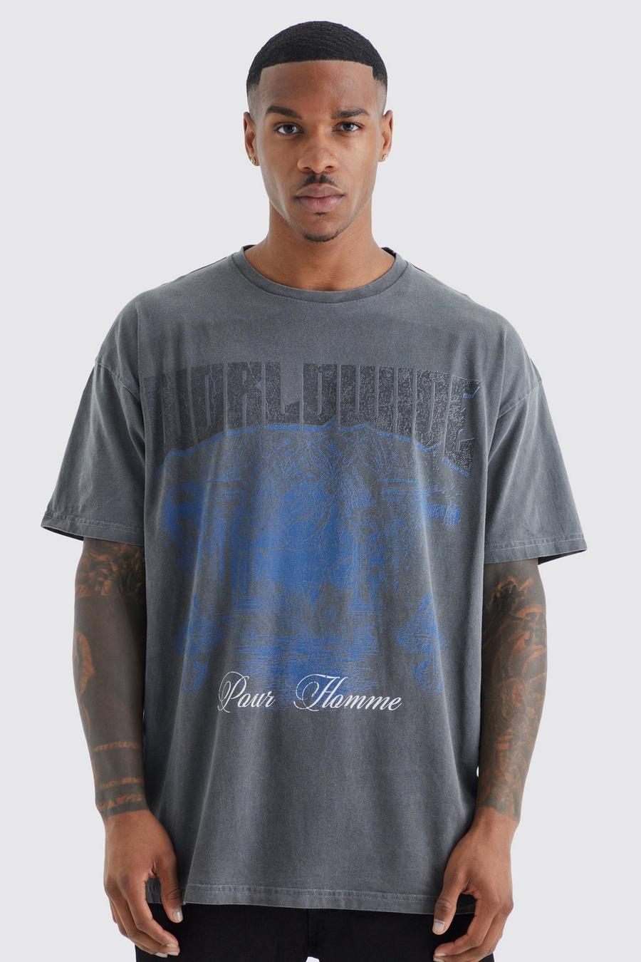 T-shirt oversize délavé, Charcoal grey