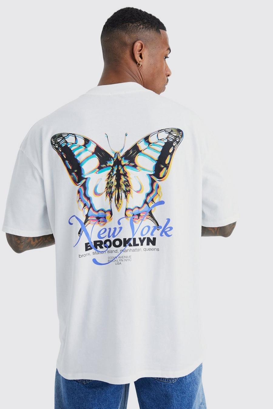 White Oversized Butterfly Graphic T-shirt