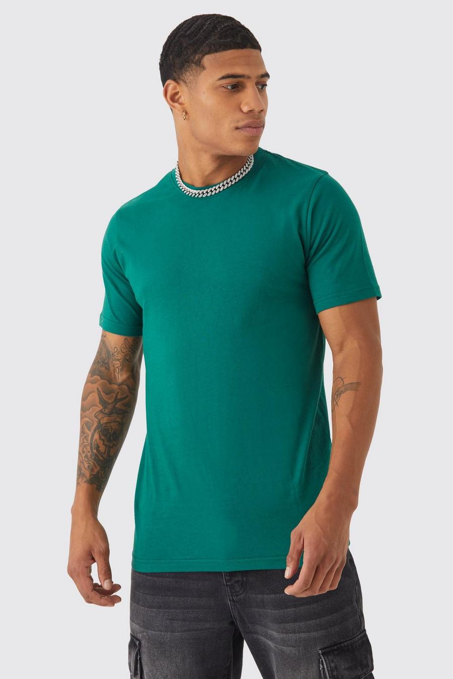 T-shirt Slim Fit Basic, Forest