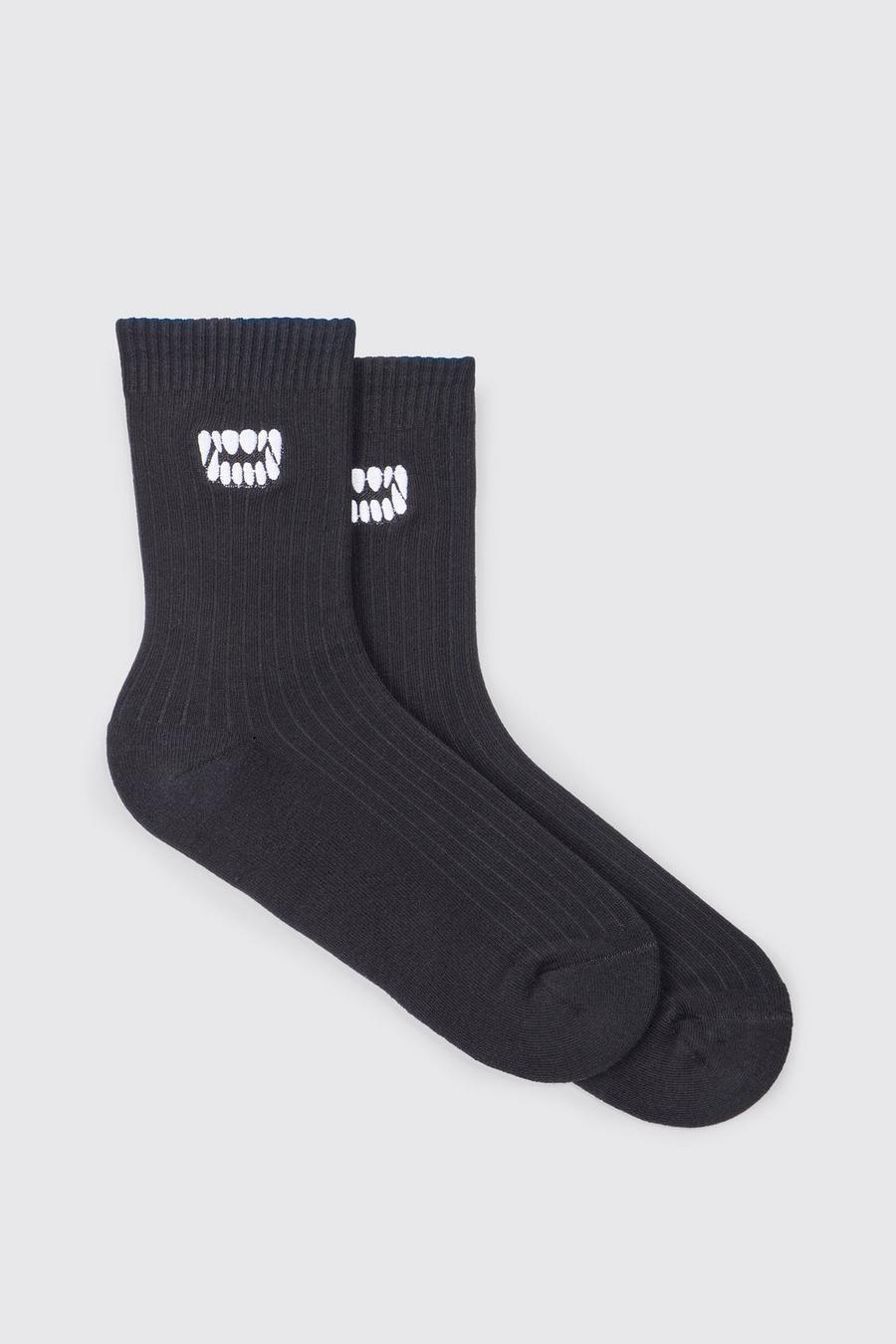 Multi 2 Pack Fang Embroidery Socks
