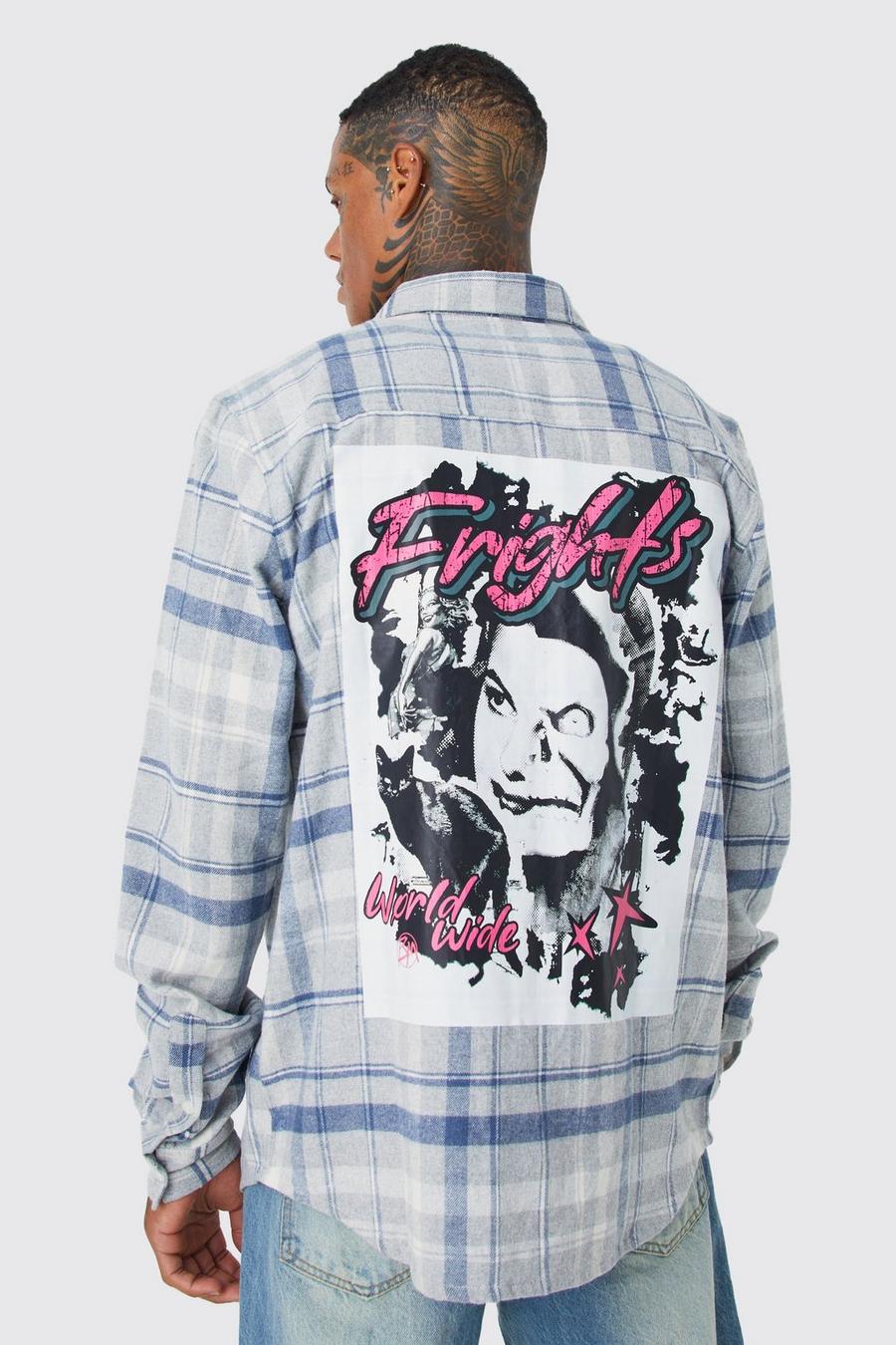 Stone Tall  Frights Back Print Check Shirt  image number 1