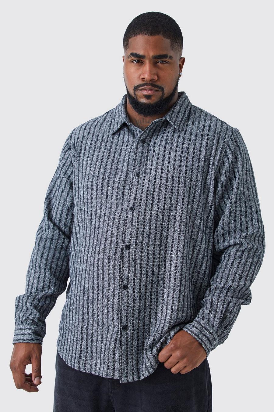 Brown Plus Stripe Flannel Shirt 