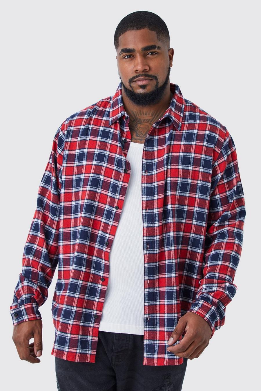 Red Plus Contrast Check Shirt 