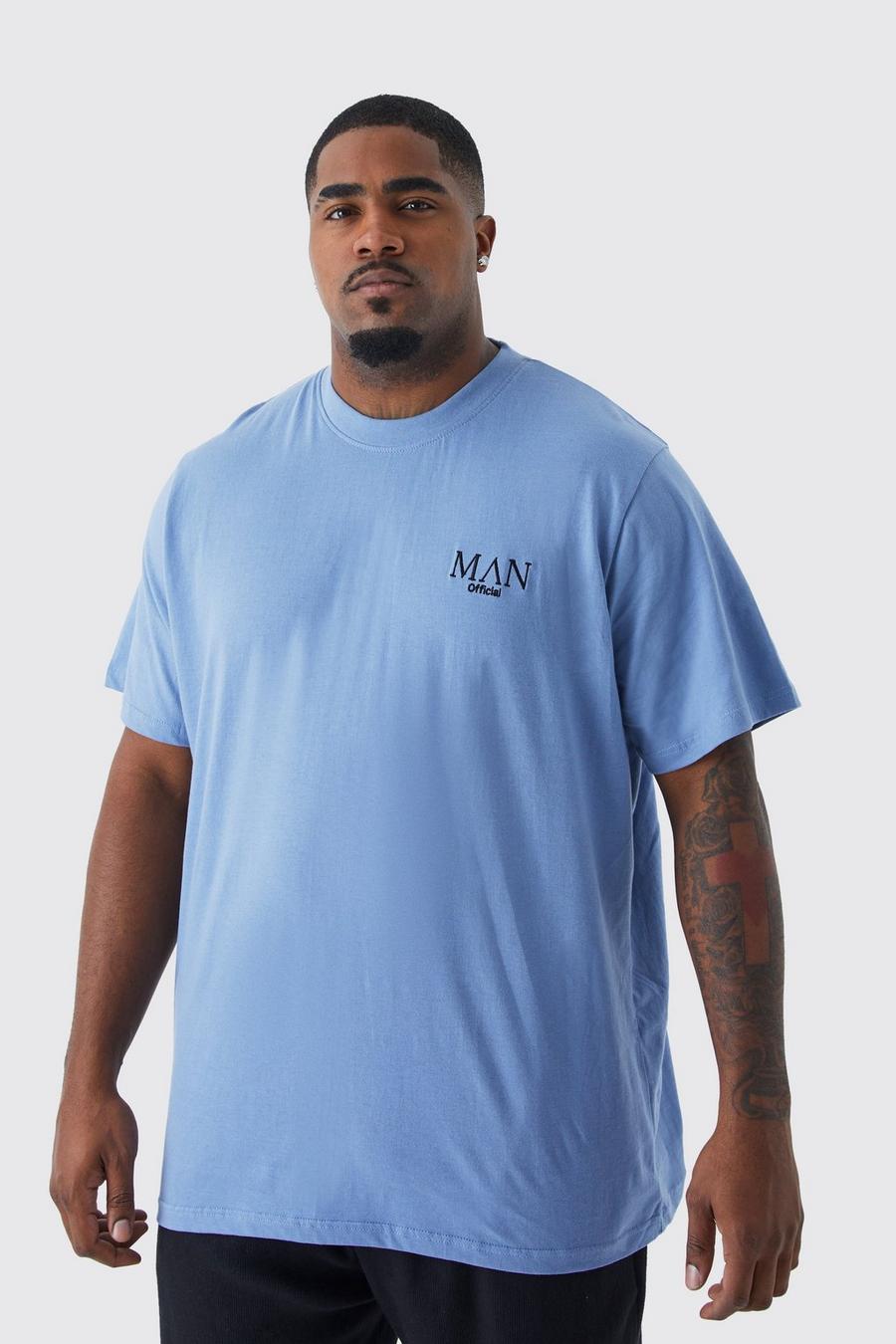 Dusty blue Plus Man Slim Basic T-shirt image number 1
