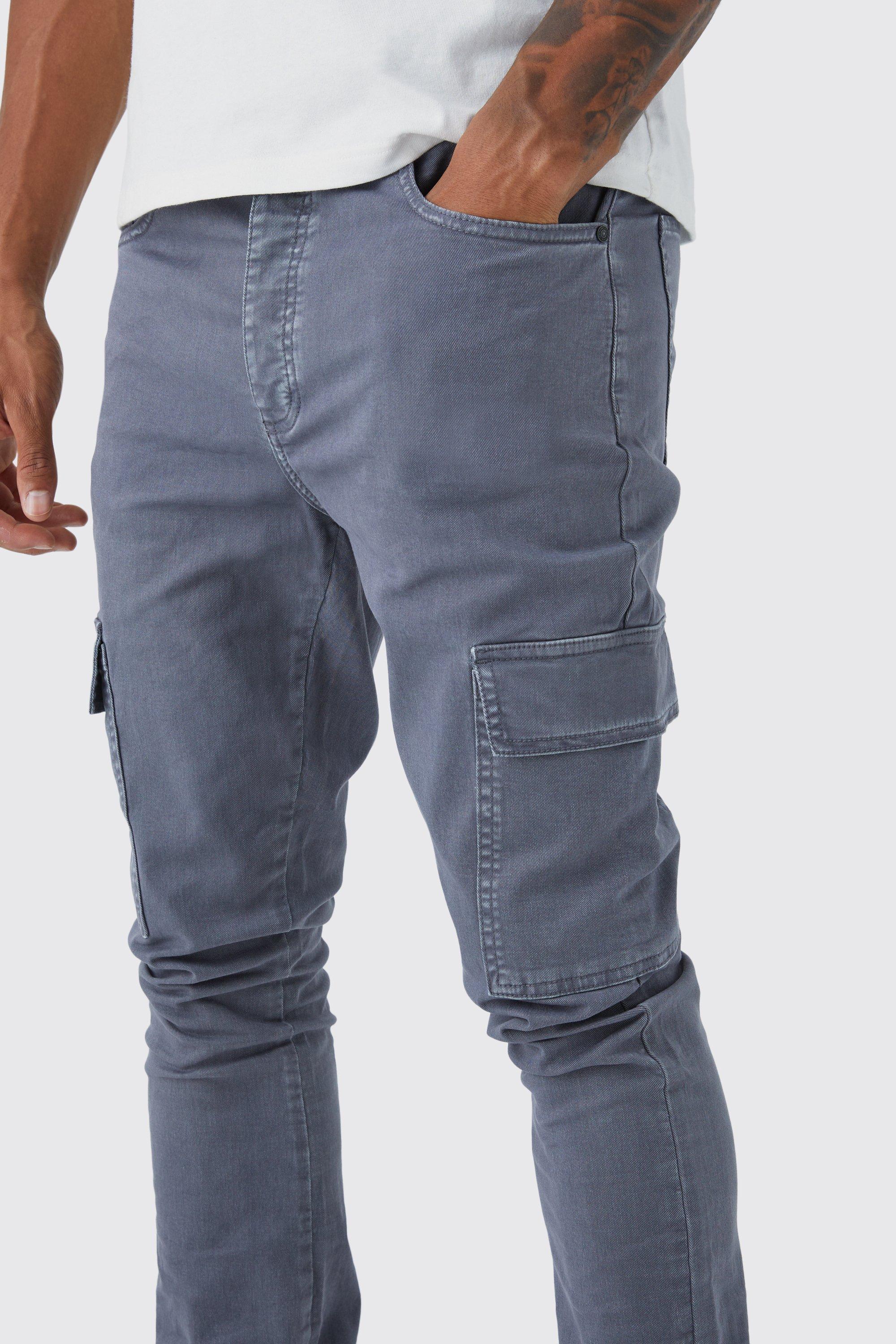 Tall Skinny Stacked Coated Twill Cargo Trouser