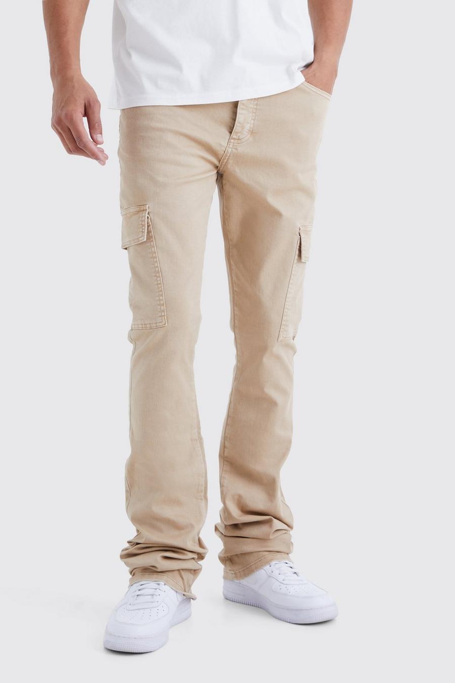 Stone Tall Skinny Stacked Flare Overdye Cargo Trouser image number 1