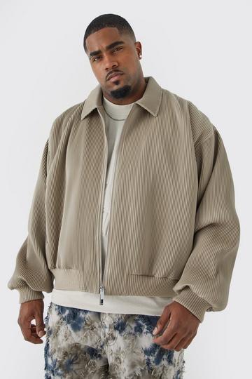 Plus Boxy Pleated Faux Leather Harrington taupe