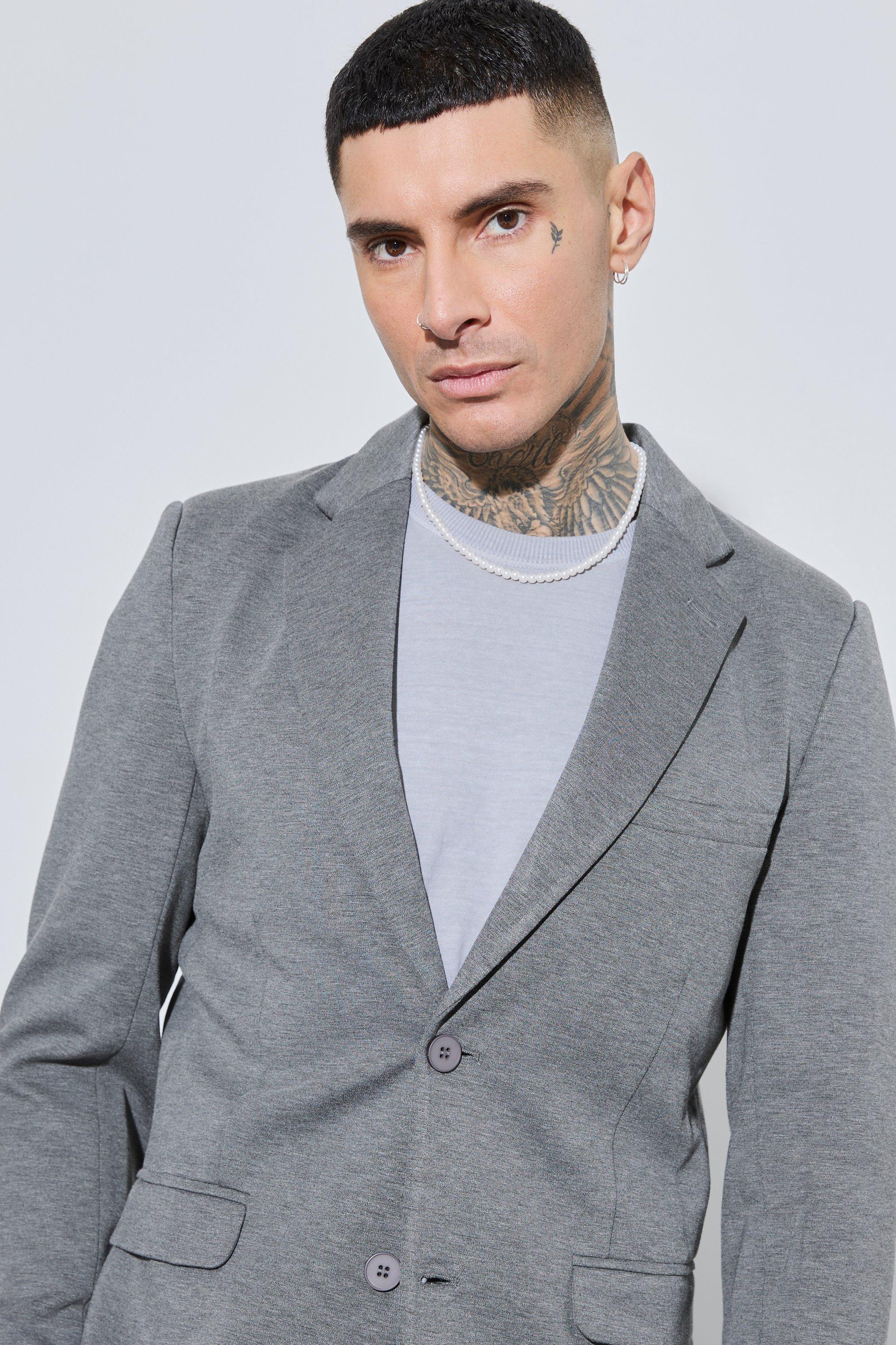 Mens grey shop jersey blazer